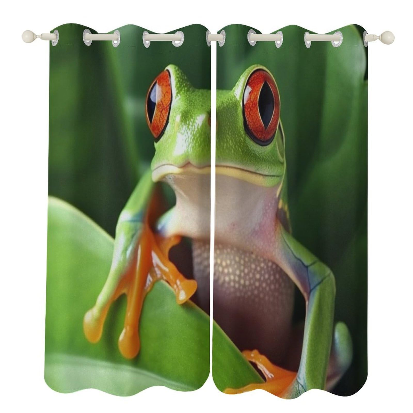 Rideaux occultants thermiques motif grenouille bloquant la lumière