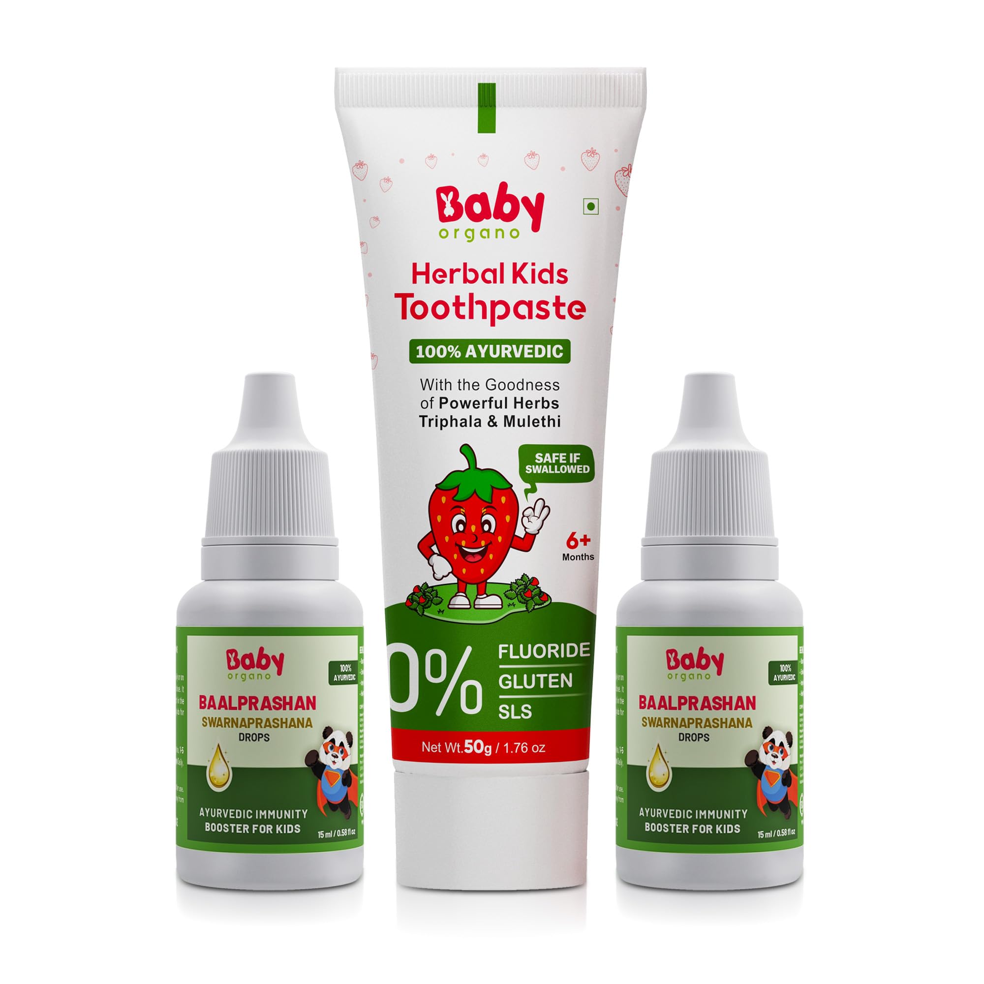 Babyorgano Swarnaprashan/Suvarnaprashan Drop & Herbal Strawberry Flavor Kids Toothpaste Combo (0-15 Years) | FDCA Approved (B09653NW15) Amazon Price History, Amazon Price Tracker