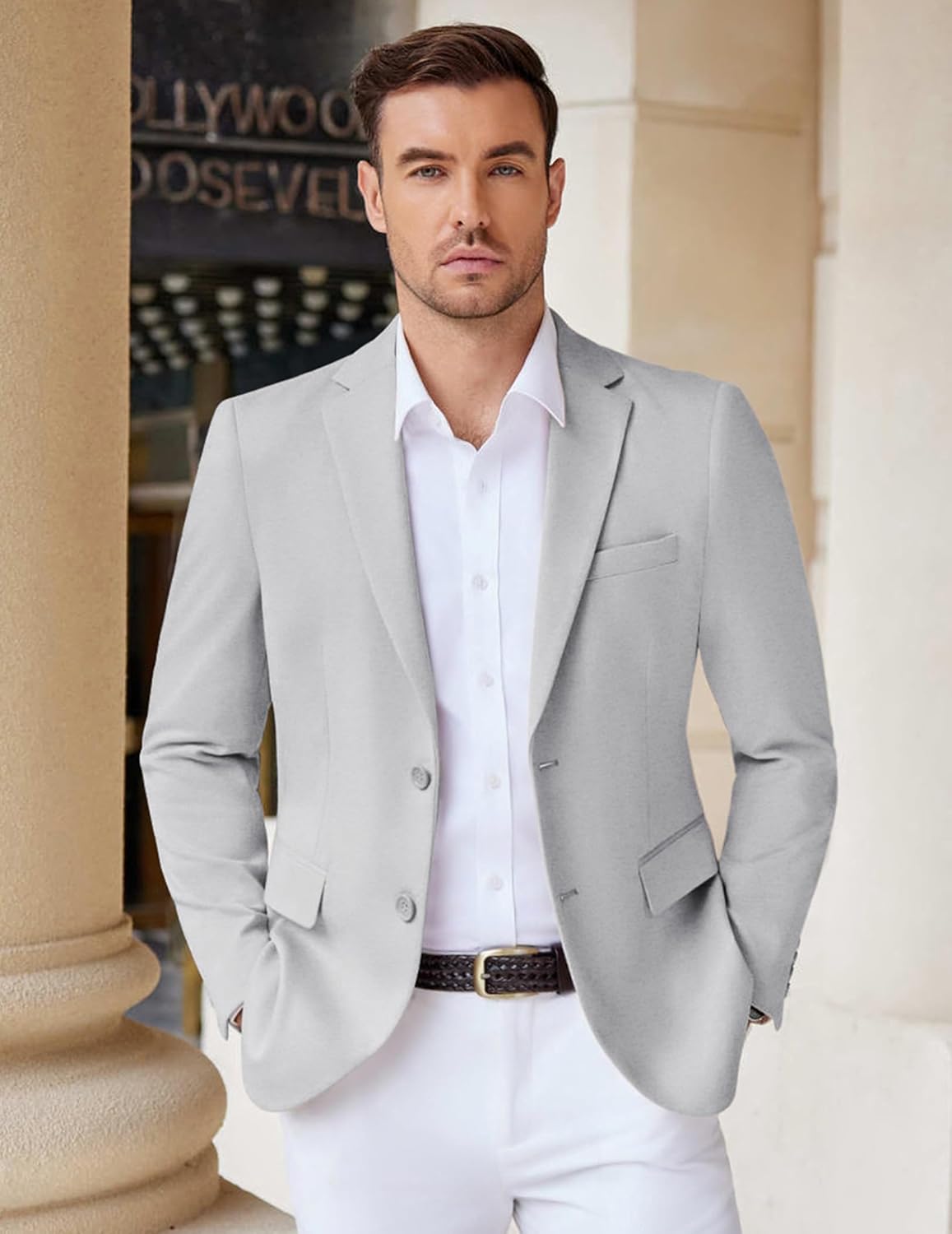 COOFANDY Men's Casual Knit Blazer Stretch Slim Fit Sport Coat Two Button Lightweight Suit Jackets