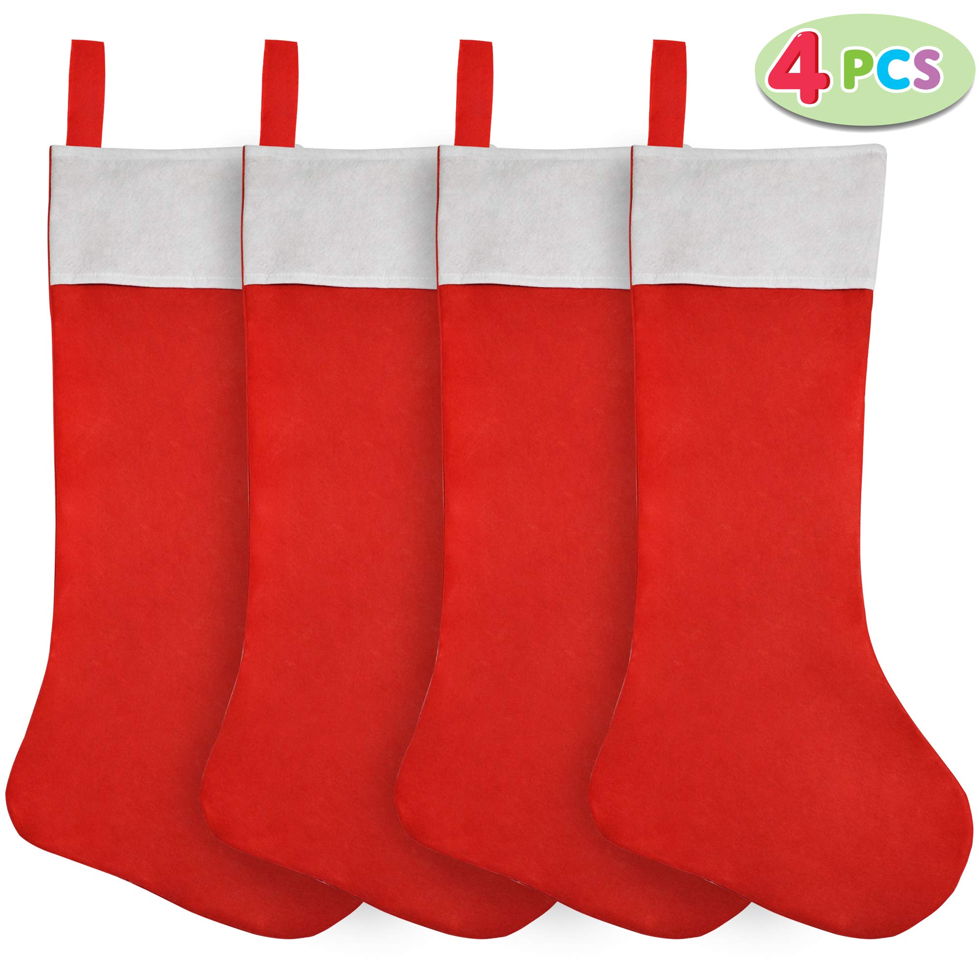 JOYIN 4 Packungen 96,5 cm Jumbo-Weihnachtsstrümpfe, riesiger Weihnachtsstrumpf aus Filz, großer Weihnachtsstrumpf für Weihnachtsfeiern, Dekorationen, Weihnachtsbaumdekoration