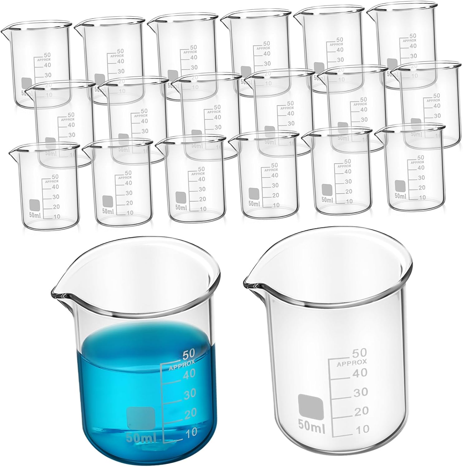 20pcs Graduated Lab Beakers Measuring Cups Glass Mixing Cups Science Experiment Supplies Laboratory Gifts
