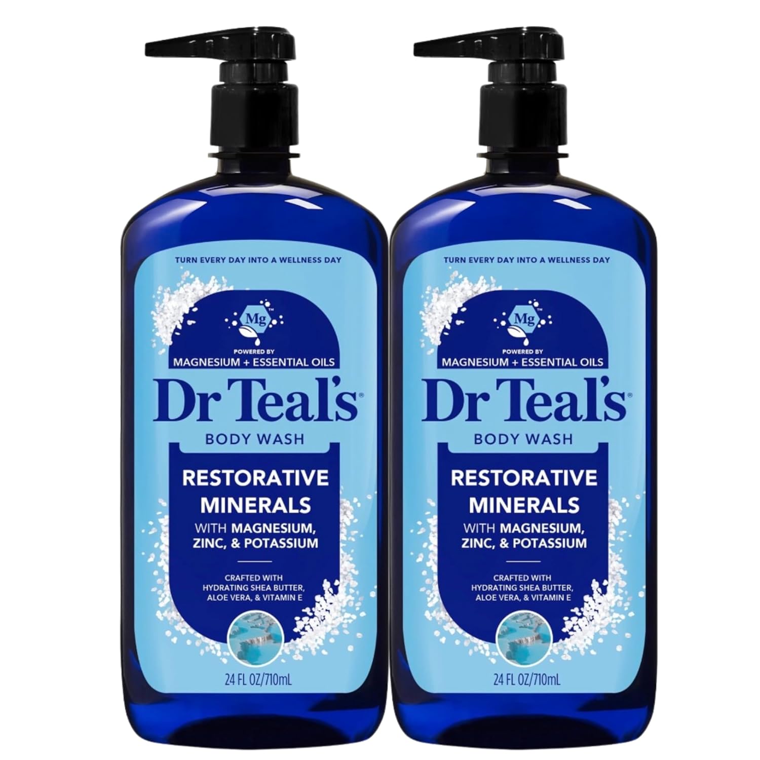 Dr Teal's Body Wash, Restorative Minerals with Magnesium, Zinc & Potassium (Body Wash Set of 2)