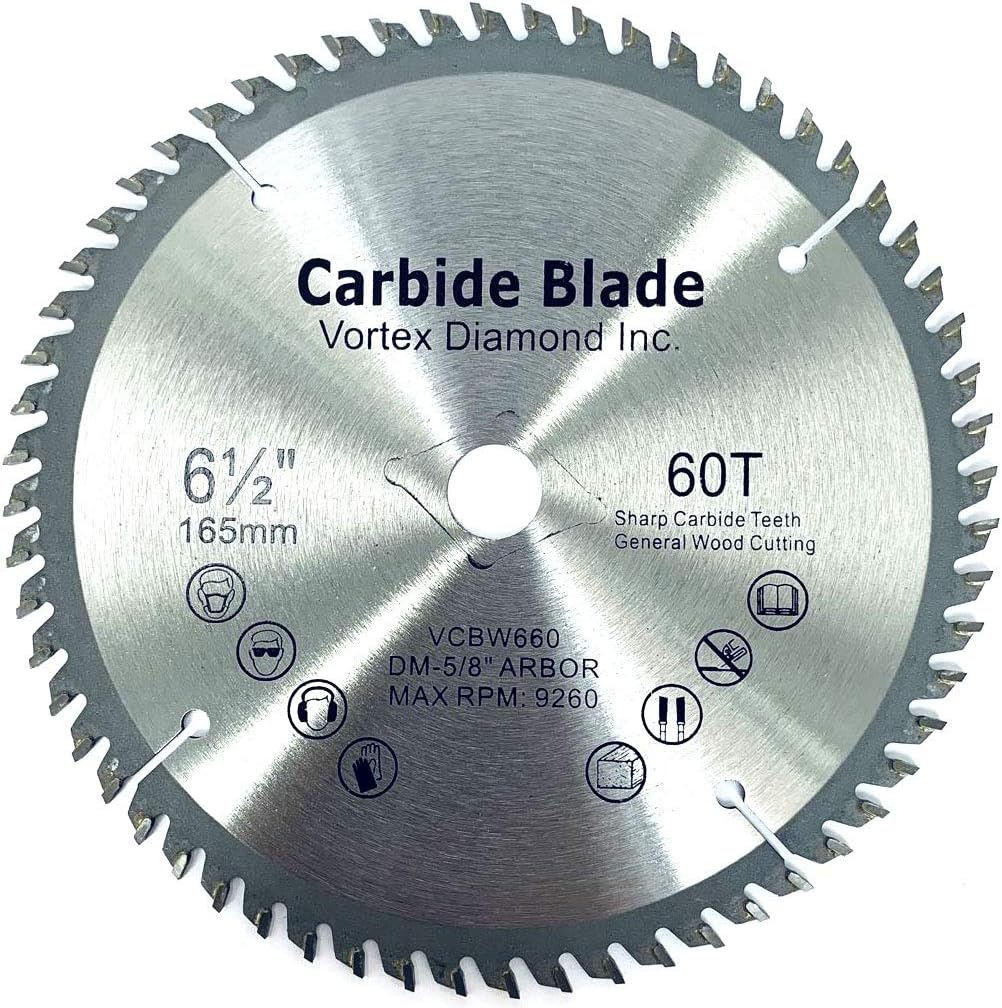 (5 PACK) ALSKAR DIAMOND WSB 6-1/2 Inch 60 Teeth TCT General Purpose Hard & Soft Wood Cutting Circular Saw Blade (6-1/2 Inch 60 Teeth (5 PACK))