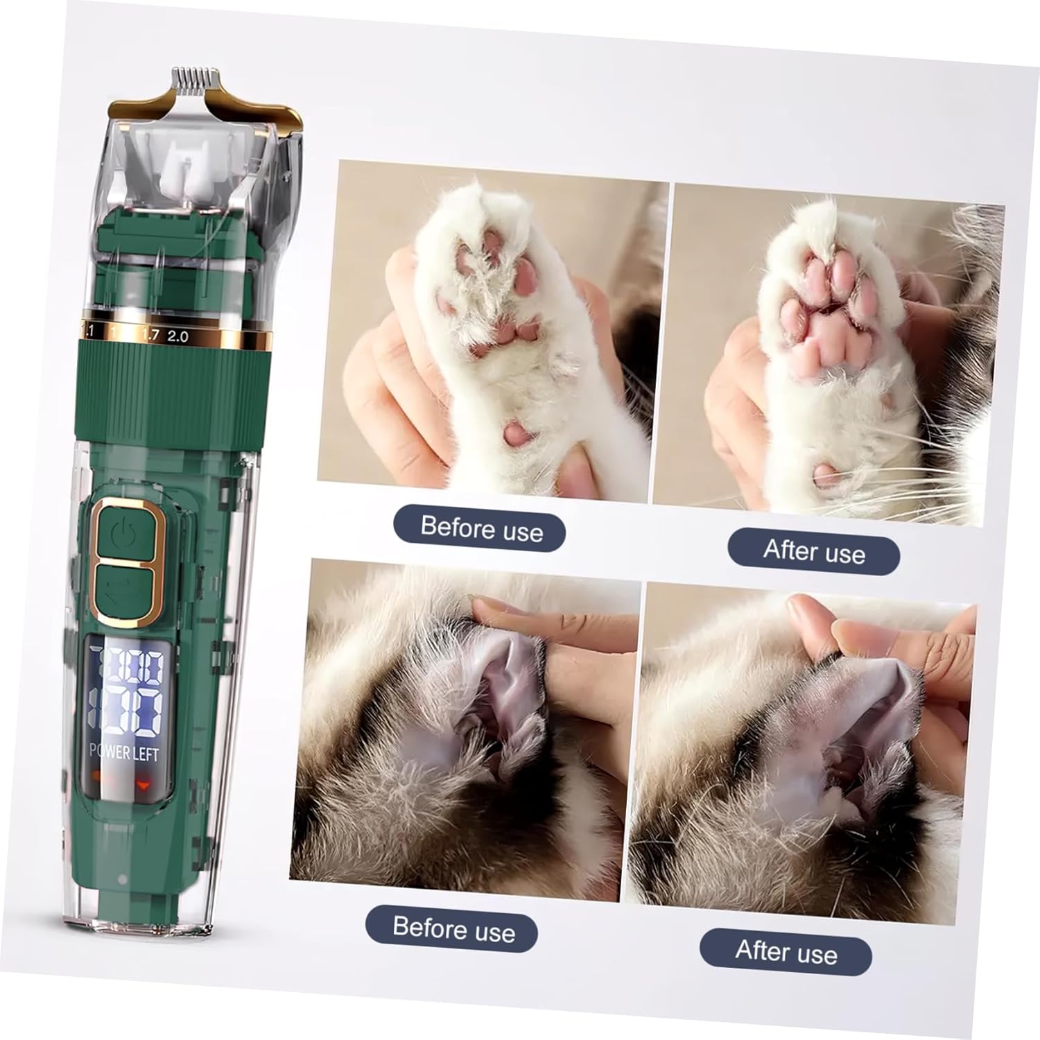 Pet Grooming Kit Dog Cat Clipper Low Noise Rechargeable Dematting Comb Screen Easy to Use