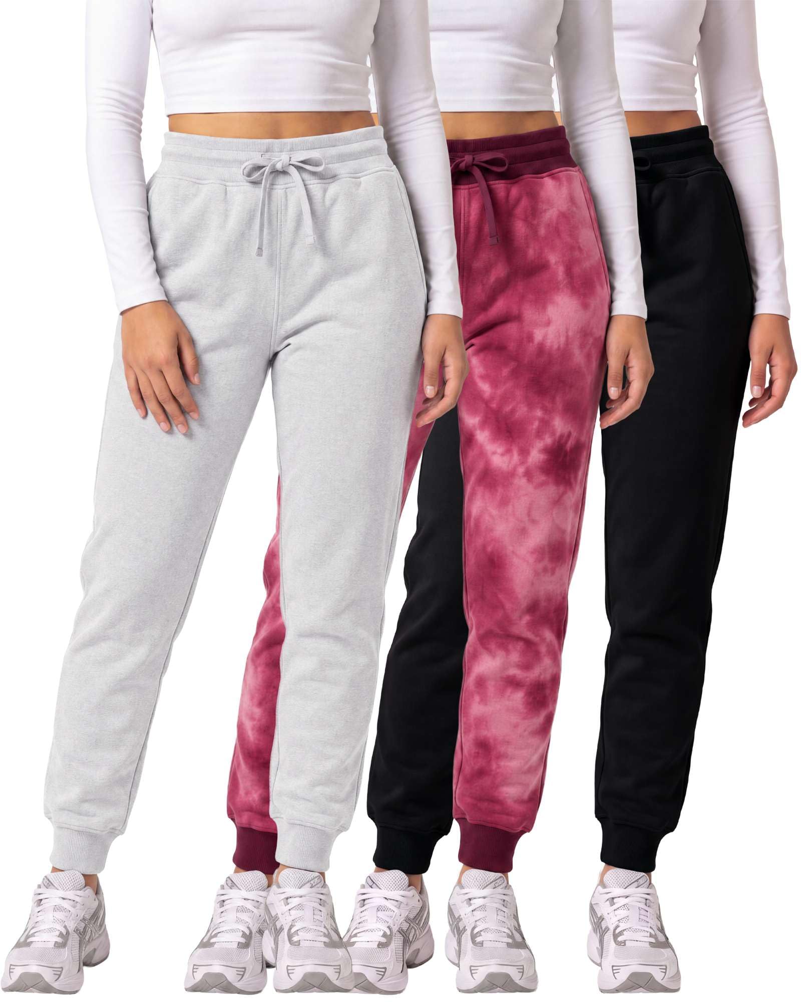 3 Pack Women's Fleece Joggers Sweatpants Lounge Pants Sweats Casual Pockets