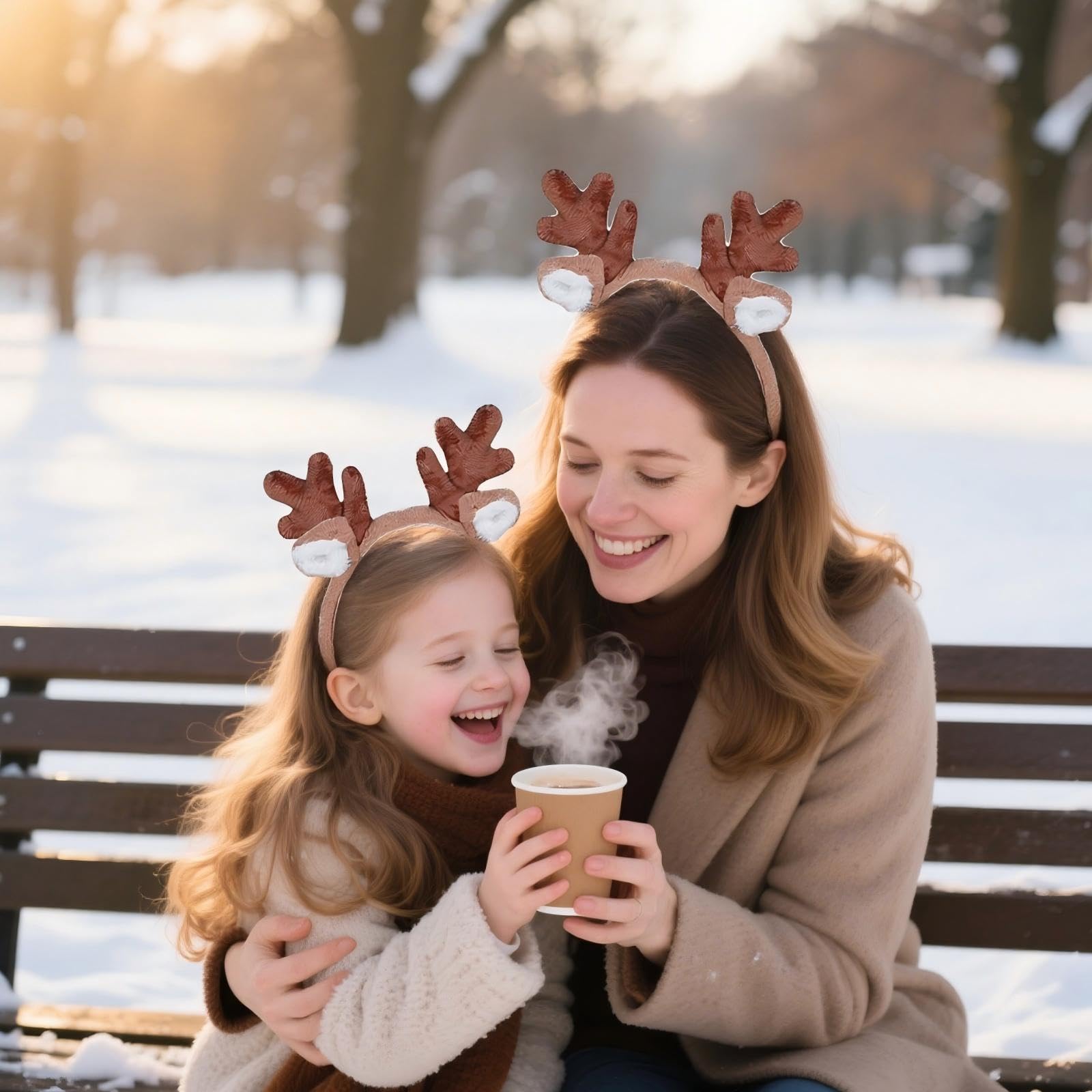 2Pcs Reindeer Antlers Headband, Realistic Deer Ear Headband for Halloween Christmas Cosplay Carnival Party Costume Hair Accessories - Image 3