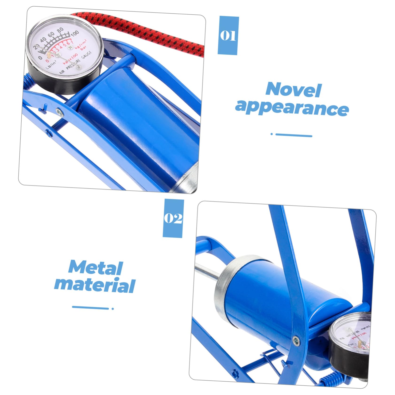 Toddmomy Hochdruck-Fußpumpe Auto Reifenpumpe Pumpe für den Zyklus Rennrad Reifenpumpe Pumpbike Fahrräder aktivierte Standpumpe Standpumpen Inflator Bodenpumpe Blue