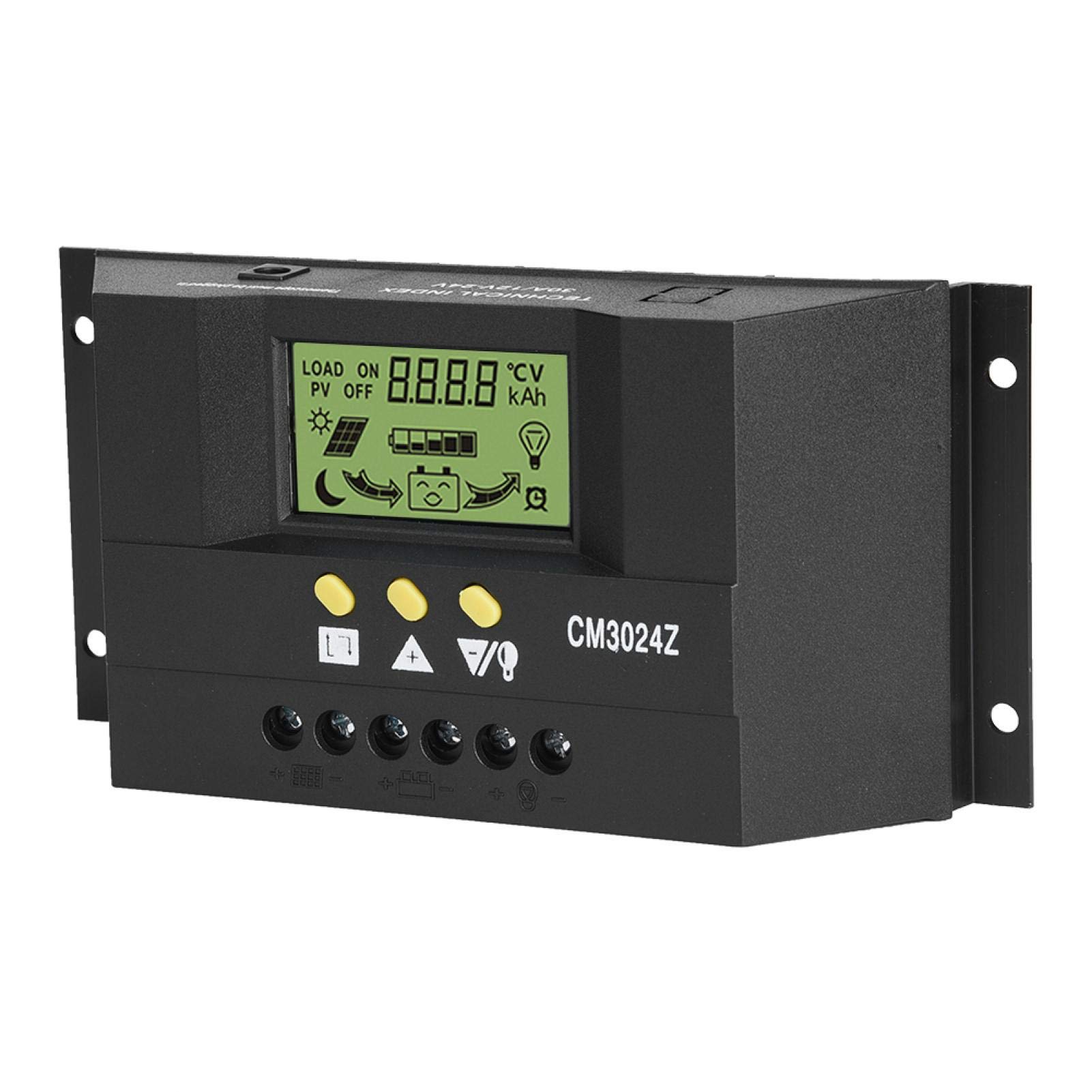 Dual-USB-Solarladeregler, PWM Intelligenter Solarpanel-Laderegler Regler LCD-Display 12V 24V 30A zum Anschließen von Batterie, Solarpanel und DC-Last