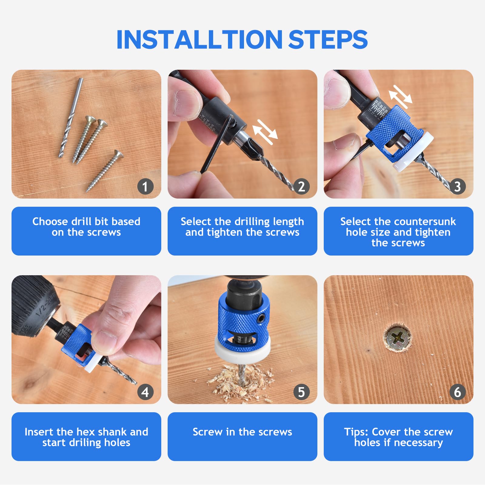 Countersink Bit Drill with 1/4 Inch Hex Shank, Made of HSS-M2, Precise Drills, for Wood Processing - Image 4