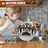 Vista 9 de Cucharón portátil para acampar con gancho, cuchara de agua ligera de acero inoxidable para senderismo al aire libre y camping, cuchara compacta