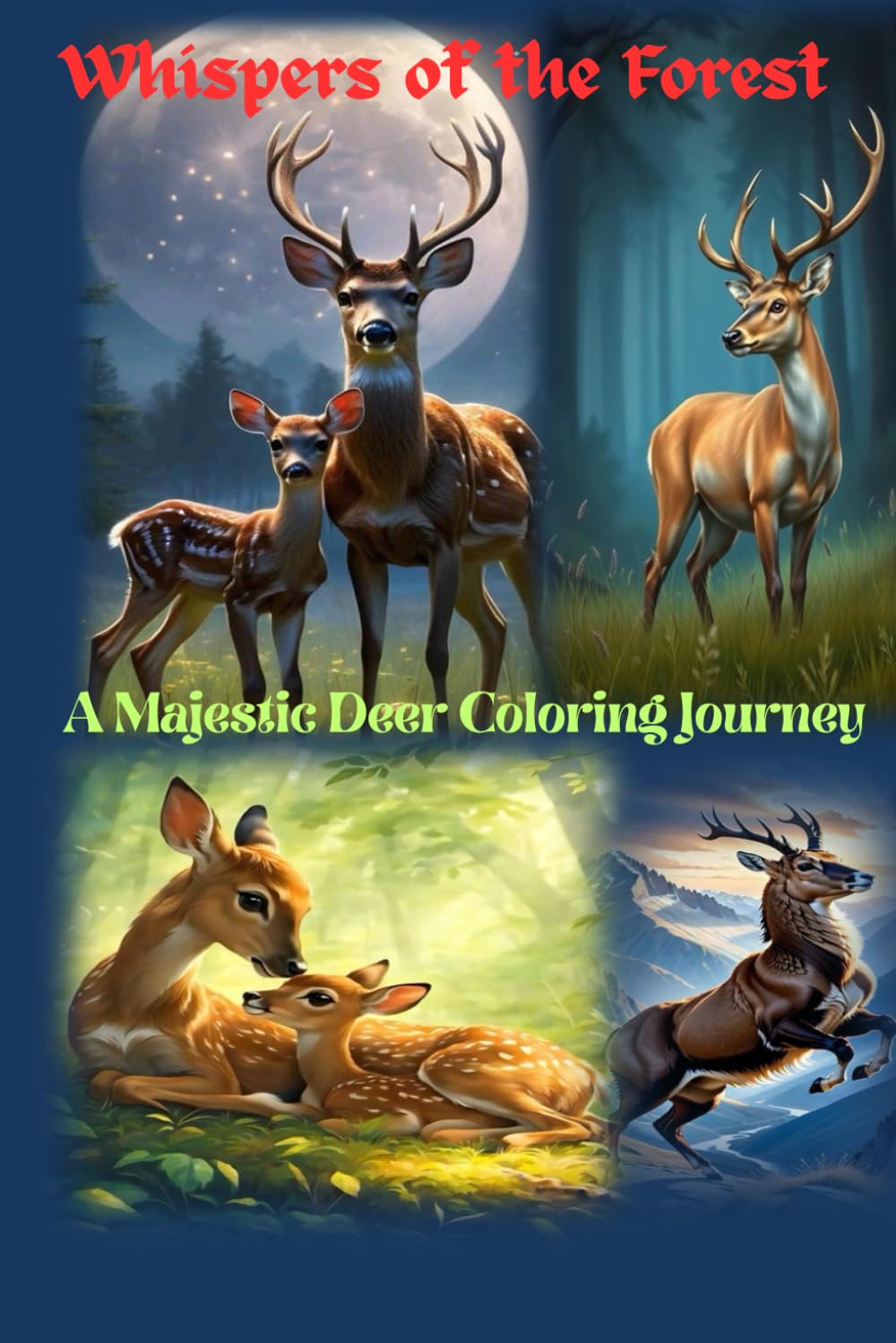 Whispers of the Forest: A Majestic Deer Coloring Journey: An Adult Coloring Book of Graceful Bucks, Gentle Does, and Woodland Magic | Over 50 Stress-Relieving Designs to Unwind and Inspire