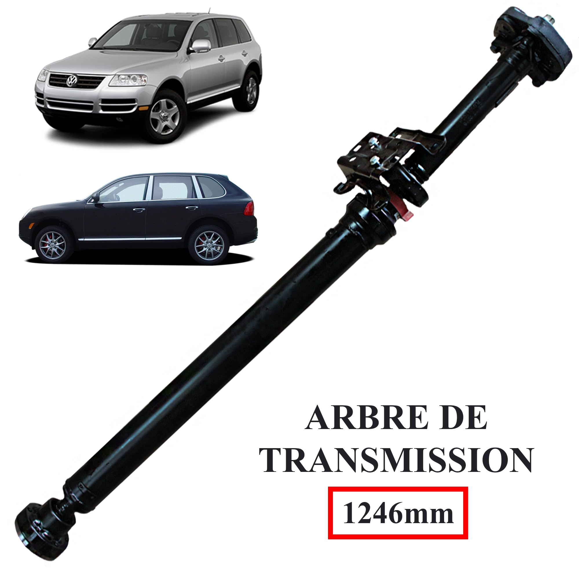 Partsline Arbre de Transmission Arrière 1246 mm compatible avec Cayenne 9PA Touareg 7LA 7L6 7L7 V6 V8 V10 W12 Diesel Essence - 95542102013 7L0521102M