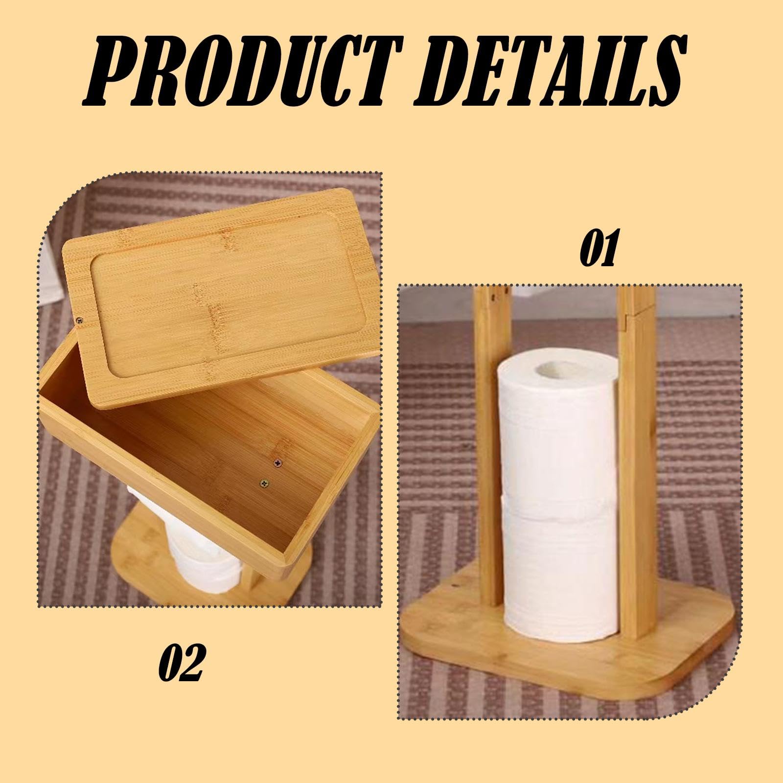 Portarotolo Piccolo Per Toilette | dimensioni compatte, coperchio girevole, porta cellulare, stile rustico
