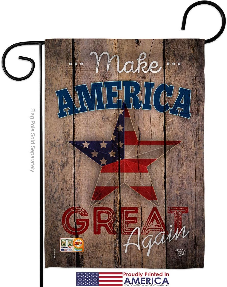 Make America Great Again Garden Flag Set Wall Holder Americana Star and Stripes Patriotism Independence Memorial United State American Small Gift Yard House Banner Made In USA 13 X 18.5