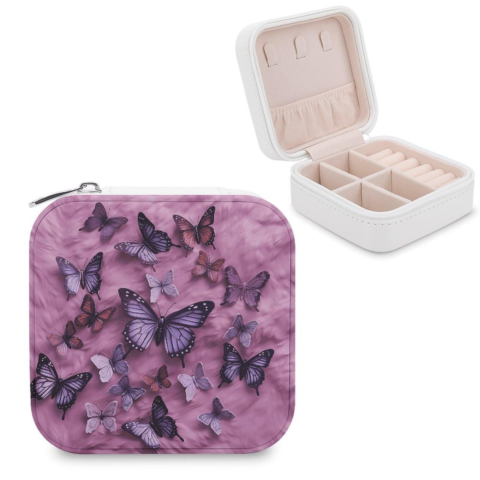 VstaDank Butterflies Are on Purple Background Jewelry Box Beautiful Portable Ring Boxes Cute Large-Capacity Jewelry Case Jewelry Organizer for Mothers Gifts for Earrings Rings Hand Bracelet