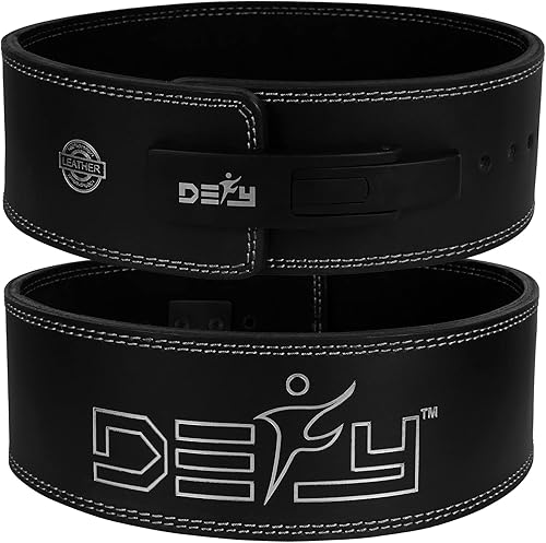 DEFY Weight Lifting Belt - Pure Leather Weightlifting Belt with Stainless Steel Buckle - Ideal Workout Equipment for Men & Women - 4" Wide Belt for