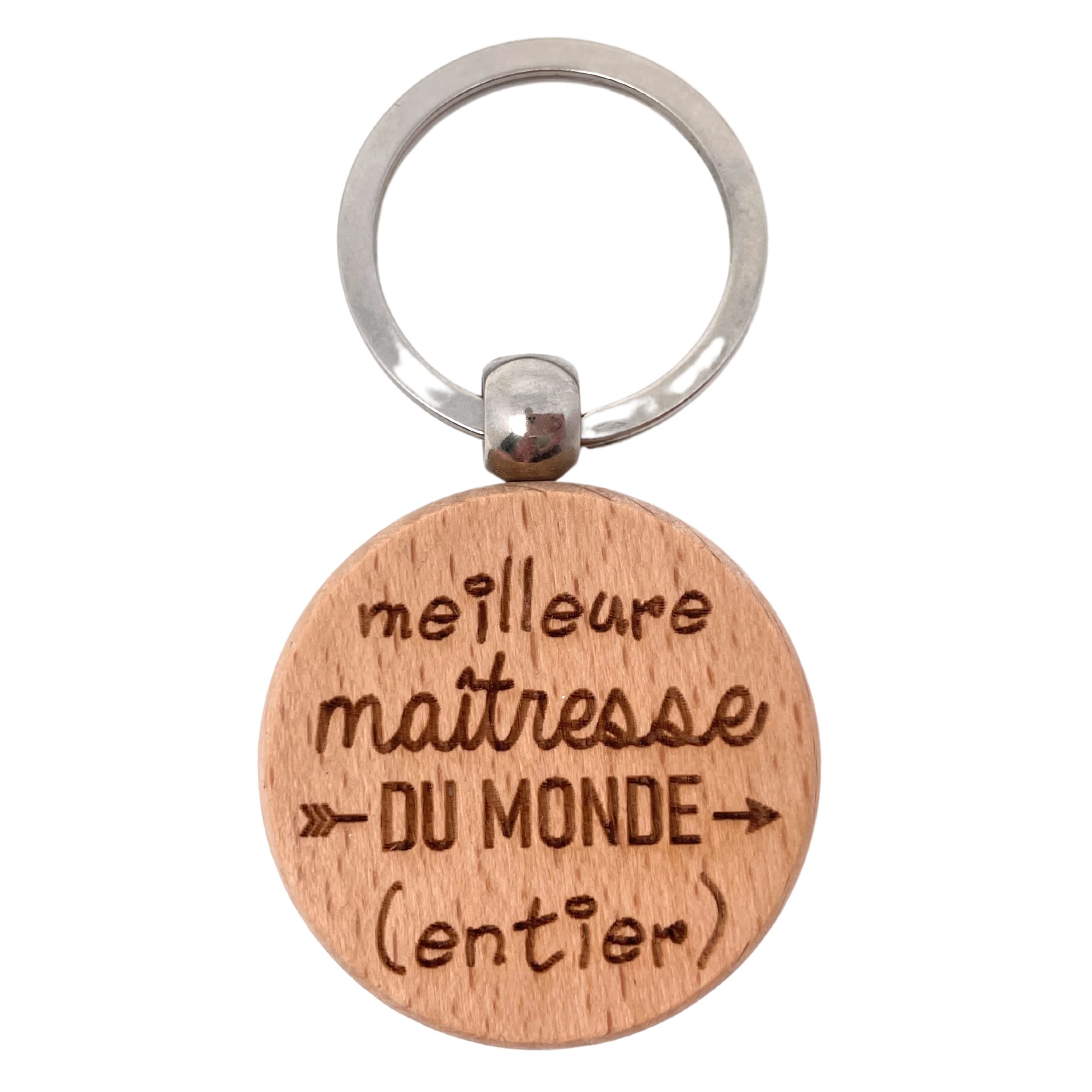 Ernestine Portachiavi Personalizzato "Super Maestro" - Regalo Di Fine Anno Scolastico Per Insegnante, Inciso In Legno Naturale, Idea Unica Per Scuola Materna, Elementare E Università