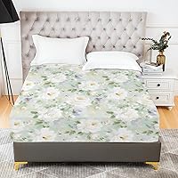 Vista 15 de YIYEA Sábana bajera ajustable floral, sábana ajustable de microfibra cepillada doble de bolsillo profundo tamaño matrimonial, sábana inferior
