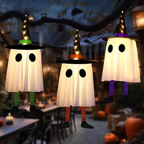 Halloween Party Decorations Lights, Set of 3 Hanging Witch Hat