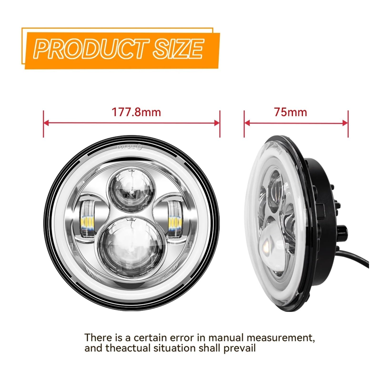 Fari Moto Faro per Moto da 7 Pollici A LED con Luci DRL Halo per Royal per Enfield per Himalayan 400 411 650 350 per Cafe per Racer Faro Motociclo(Black A)