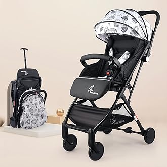Sponsored Ad - R for Rabbit Pocket Stroller Lite Stroller for Kids | Portable Travel Friendly Pre Installed Baby Trolley Pram for Newborn Boys & Girls of Age 0-3 Years (Black White)
