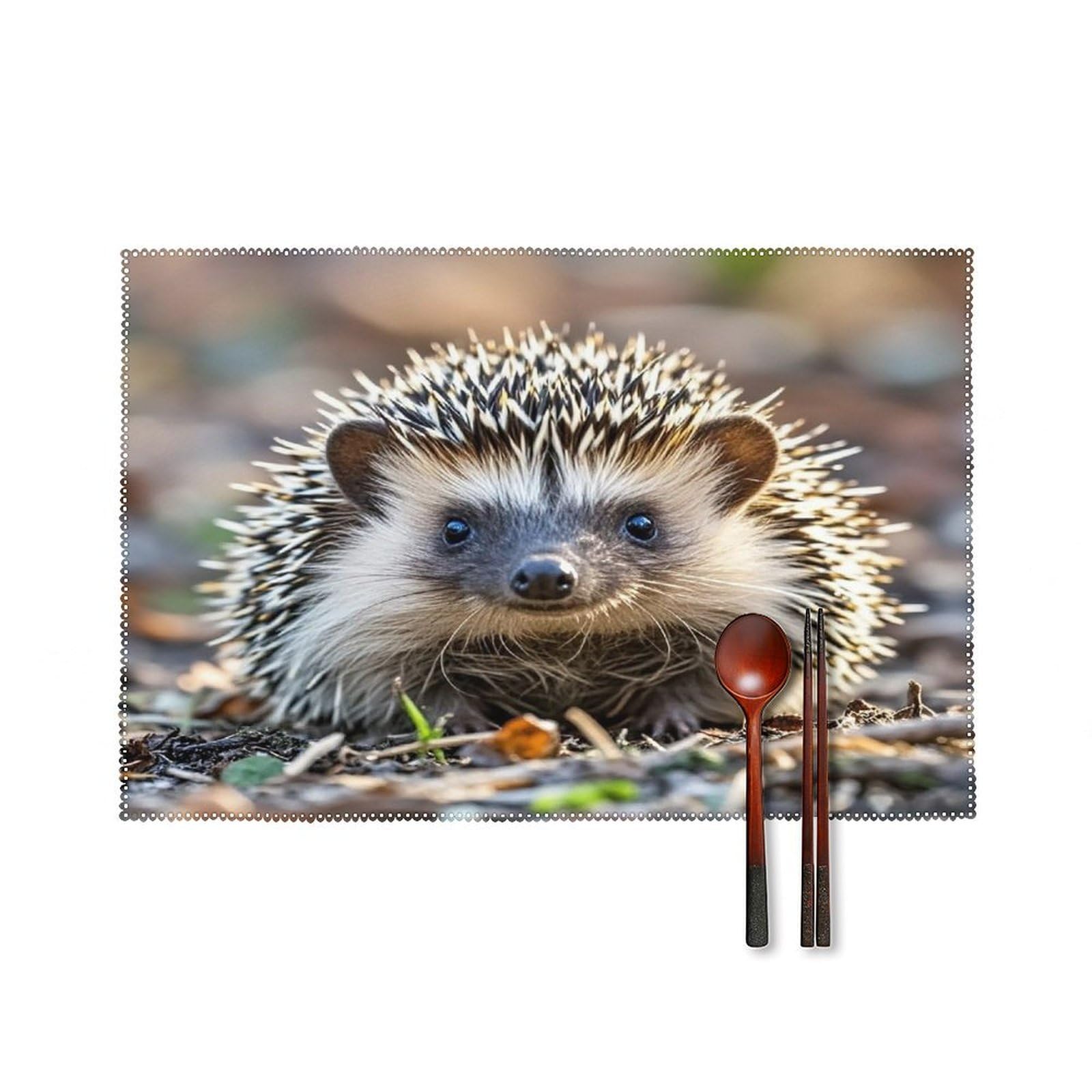 Hedgehog Placemats Set of 6 Washable Farmhouse Dining Table Mat Non Slip Heat Resistant Non-Slip Place Mats Easy Clean Table Protective Placemats for Indoors & Outdoors
