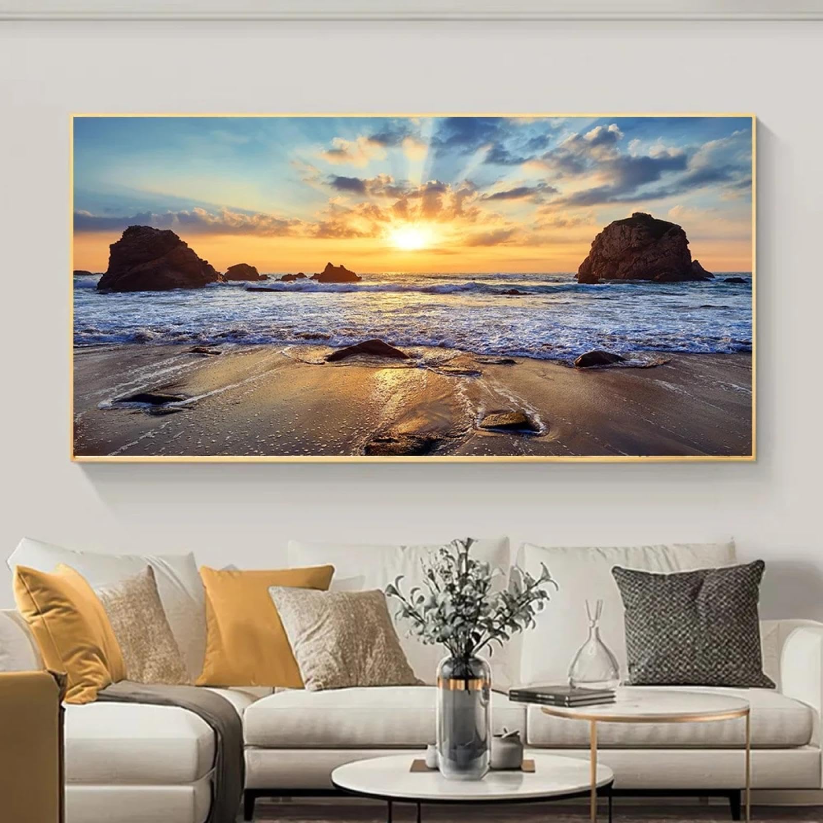 油絵 絵画 【岩場の砂浜】