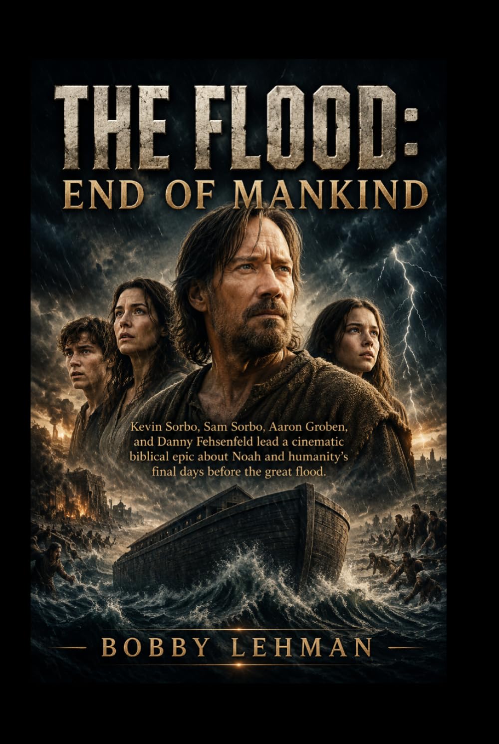THE FLOOD: END OF MANKIND: Kevin Sorbo, Sam Sorbo, Aaron Groben, and Danny Fehsenfeld lead a cinematic biblical epic about Noah and humanity’s final days before the great flood.