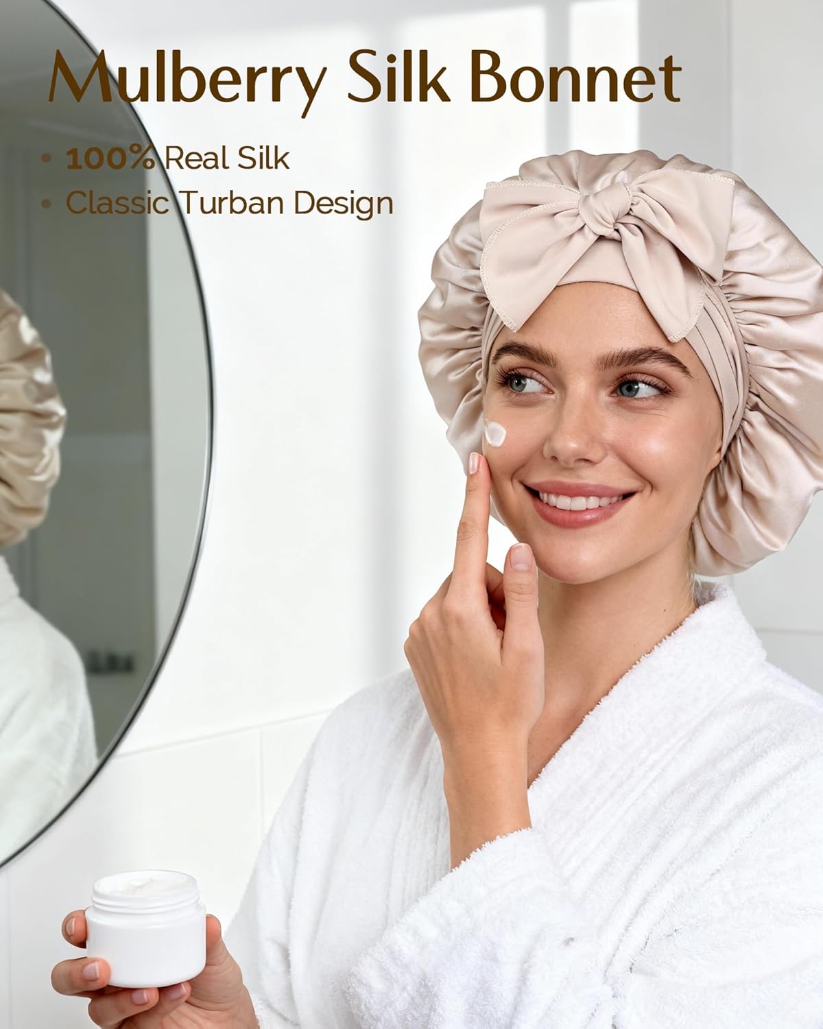 YANIBEST 22 Momme 100% Mulberry Silk Bonnet for Sleeping Women Double Layer Sleep Bonnet with Tie Band, Sleep Cap - Image 6