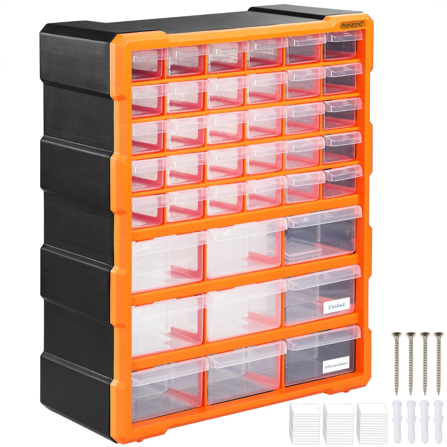 Monzana Multicoloured Monzana® Multi-Drawer Organiser 39 Drawers Screw Organiser 47.5X38x16cm