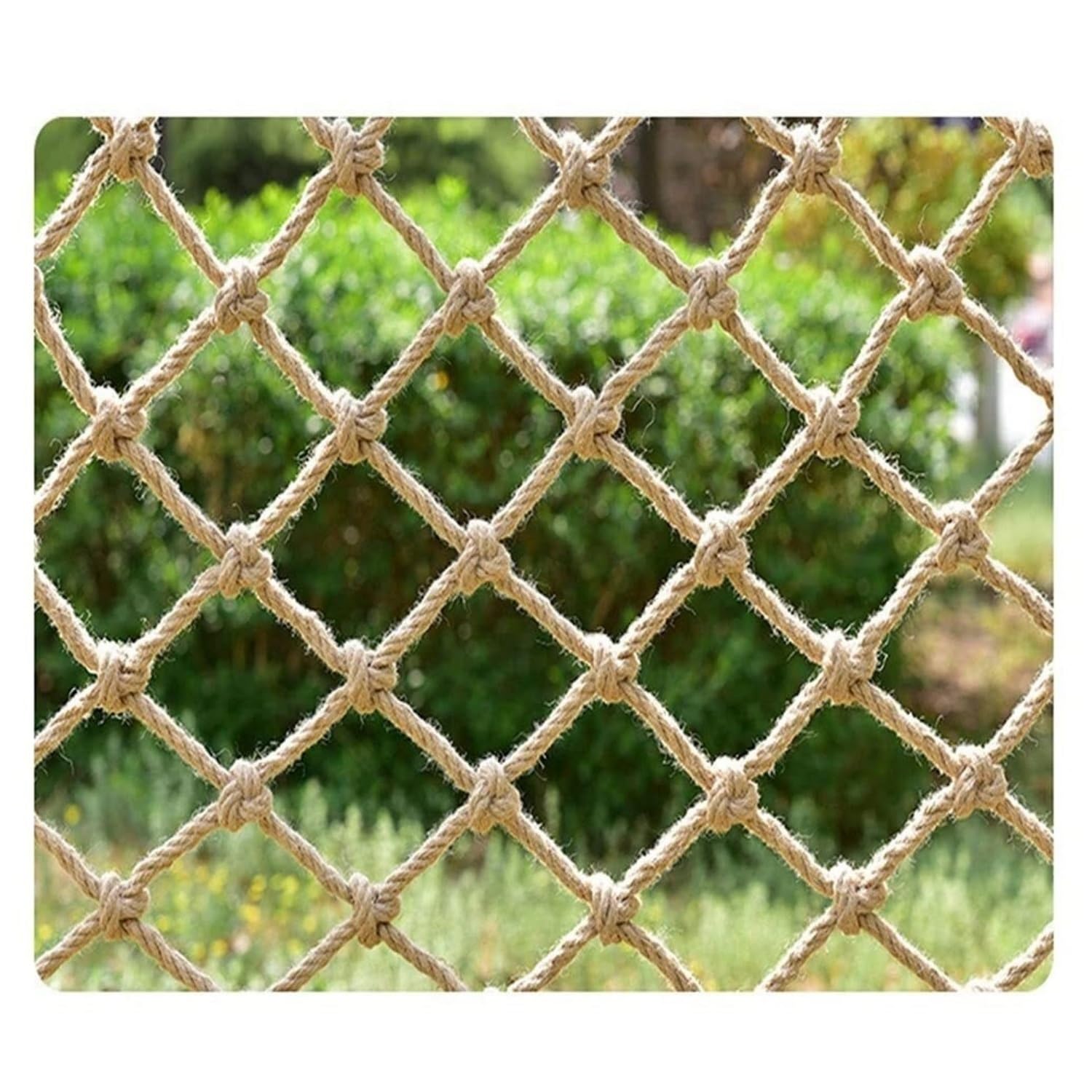 Lxlambentive Jute Netting Child Safety Net 8cm Mesh * 4/6/8/10mm Rope Netting Jute Hemp Rope Net Plant Support Netting Outdoor Balcony Stair Pet(4mm rope,1x3m)