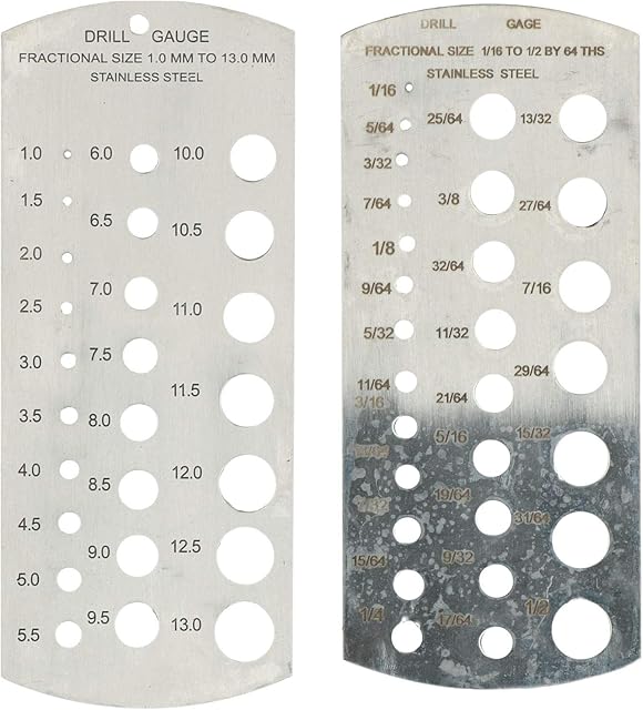 Metric and Imperial MM SAE Drill Size Measuring Gauge Set Hole Guide 2pc Set