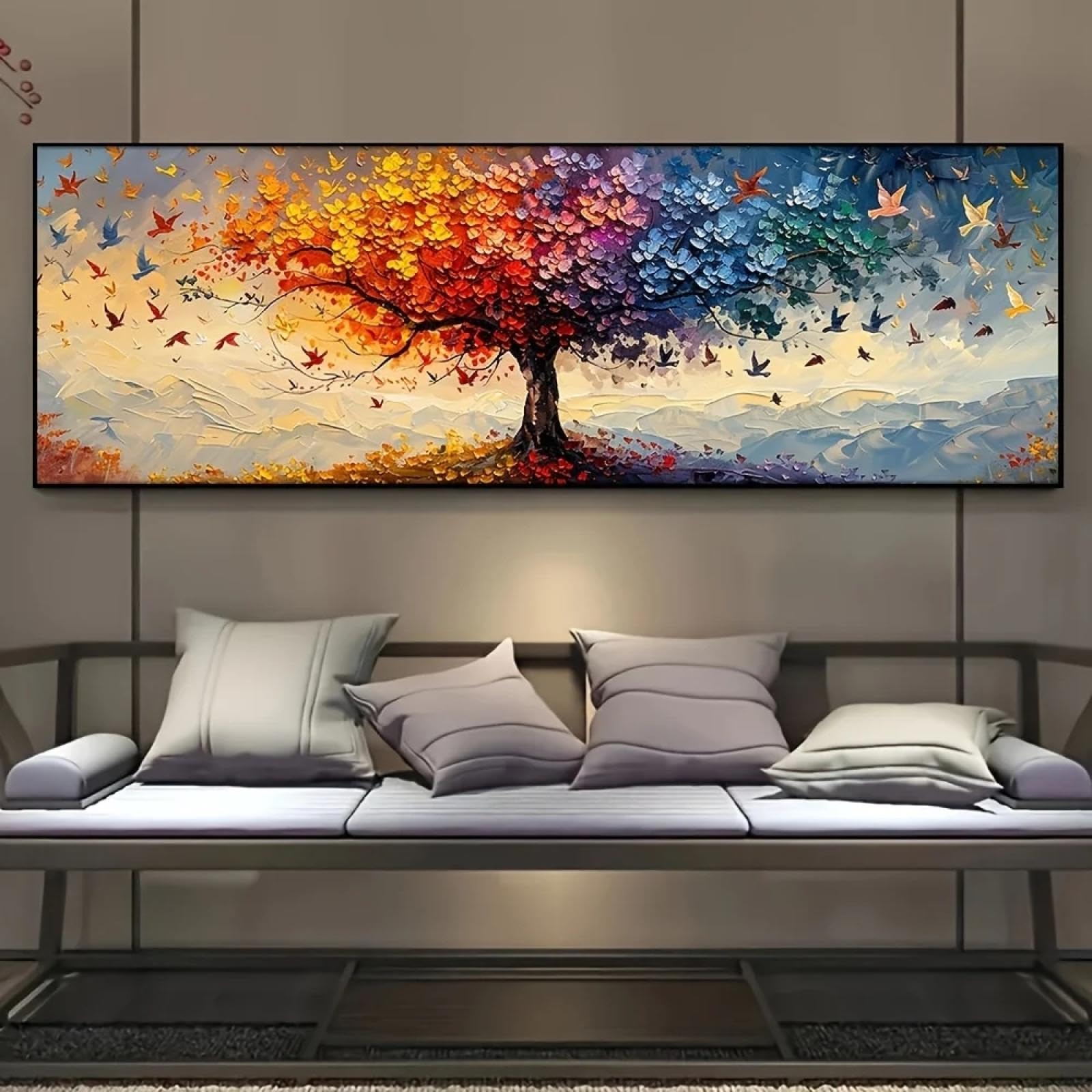 CHAOJIART large Tree of Life Canvas Art Printing Abstract Multicolor Butterfly Wall Art Prints for Living Room Bedroom Decor picture 30x90cm Frameless