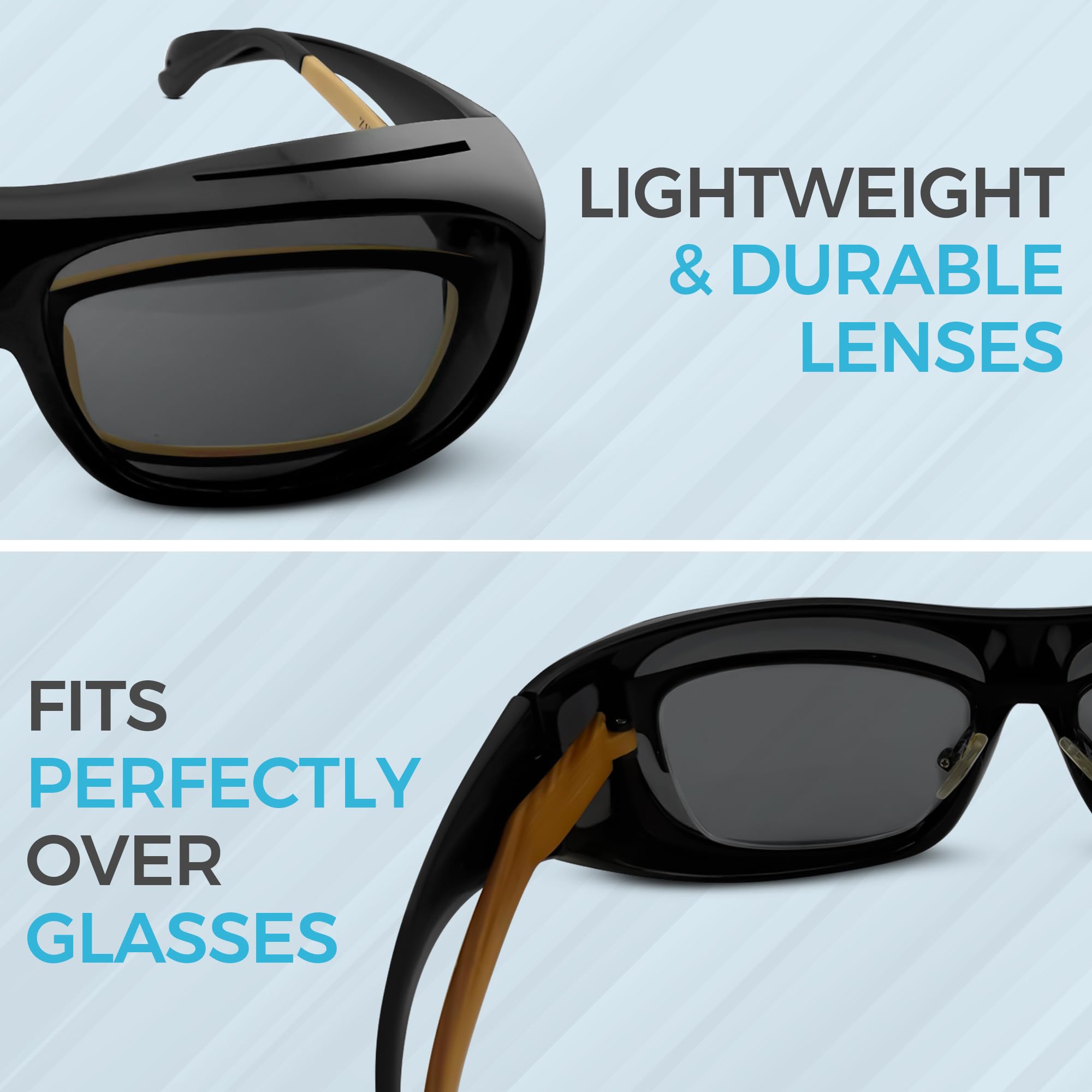 Lunettes de soleil polarisées pour chirurgie de cataracte - Lunettes de protection intégrale UV400 - S'adapte sur les lunettes - Anti-éblouissement, légères et durables