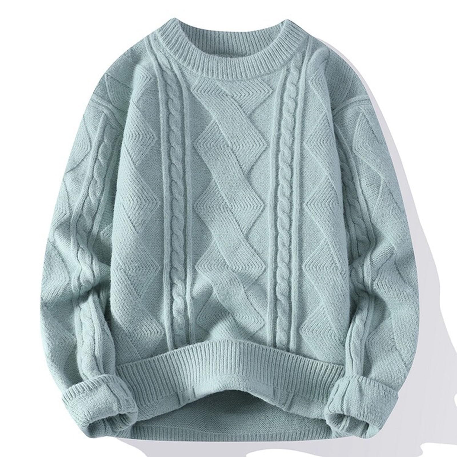 Genérico Jersey Grueso Hombre, Suéter Hombre Manga Larga Cuello Redondo Deportivo Jerseys Manga Larga Color Sólido Casual Slim Fit Jersey Otoño Invierno Cómodo Clásico Suéter Caliente