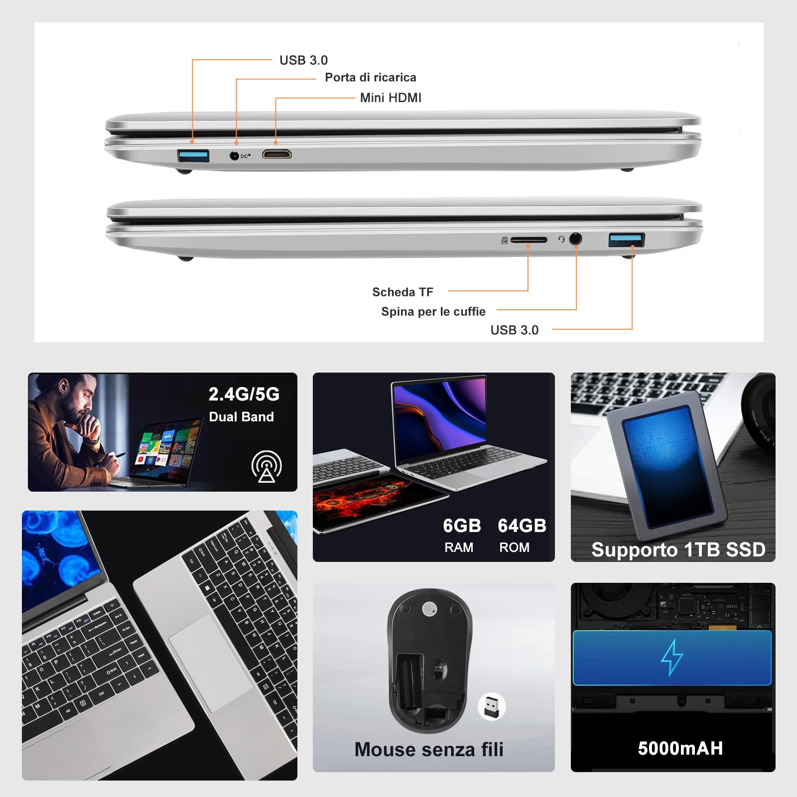 Computer Portatile Windows Pc Portatile 14 Pollici PC Portatile Windows 11 Pro - Notebook 14 ...