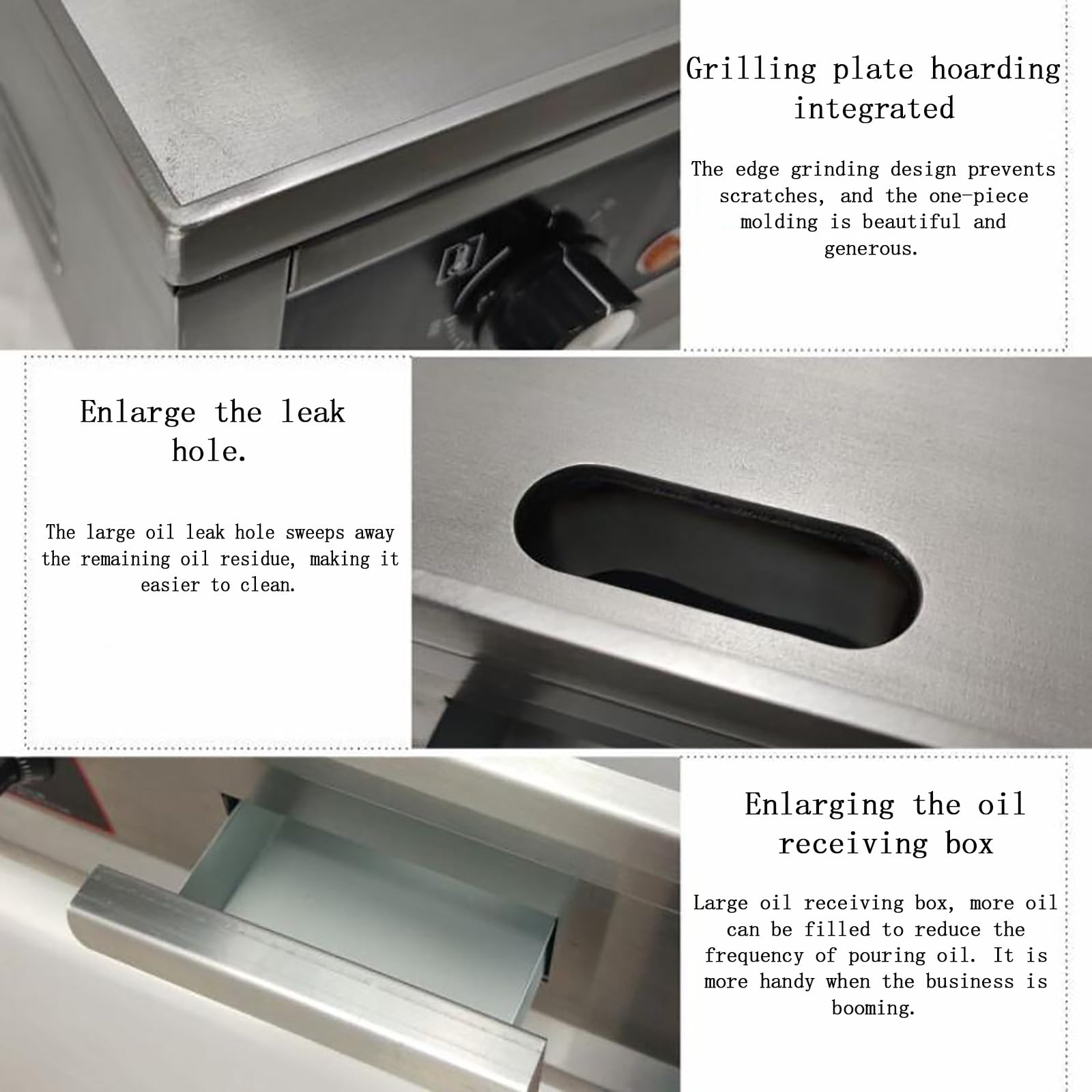 Catering Plancha Eléctrica Fry-Top para Cocina Parrilla Profesional Termostato 50°C A 300°C(Placa Ondulada + Lisa De730 X 400 Mm, 4400 W, Antisalpique) Inoxidable Antiadherente