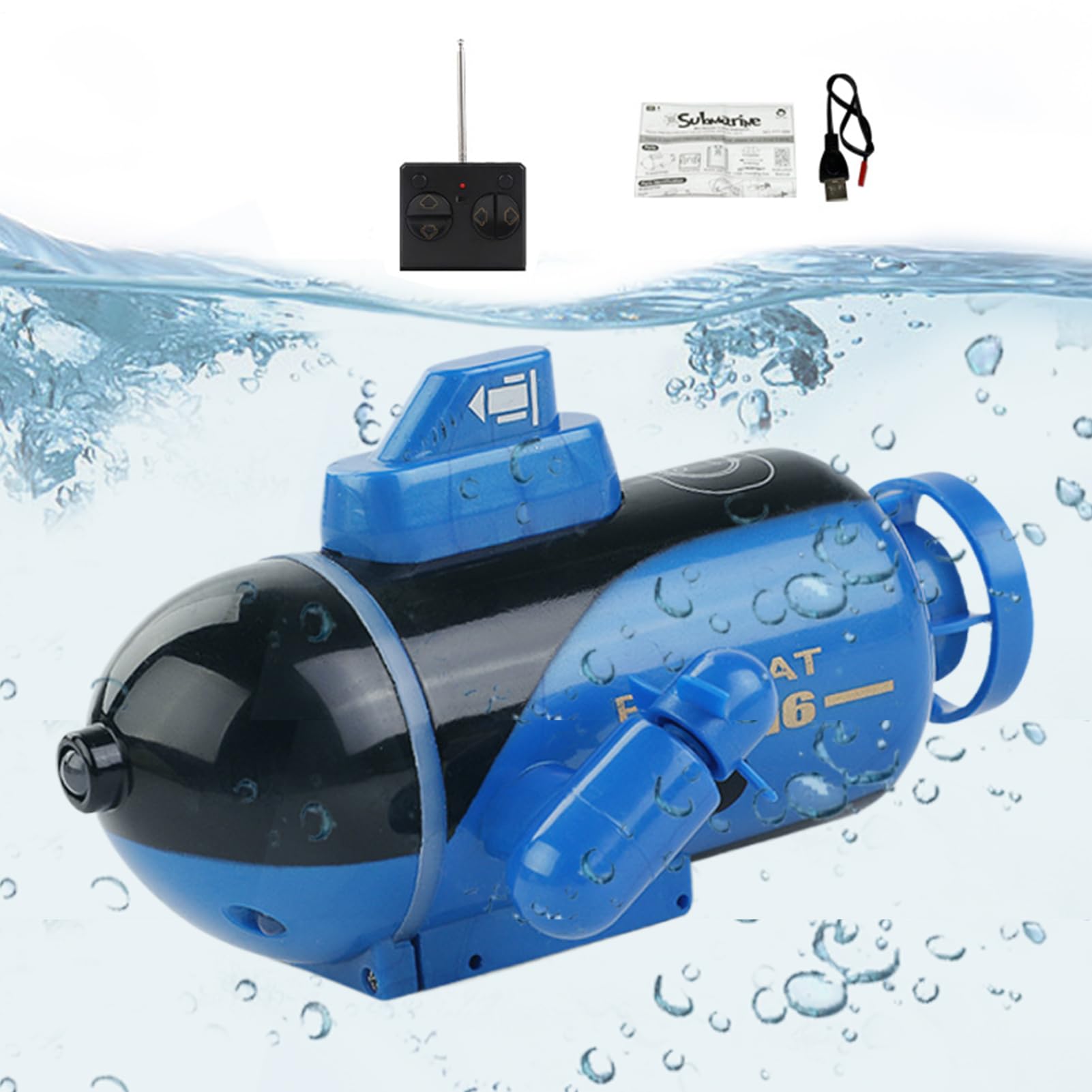 Ferngesteuertes U-Boot, RC U-Boot für Kinder, ferngesteuertes Atomboot, Unterwasser-Poolspielzeug, wiederaufladbar, hohe Geschwindigkeit, wasserdicht, für Geburtstage, Socken im