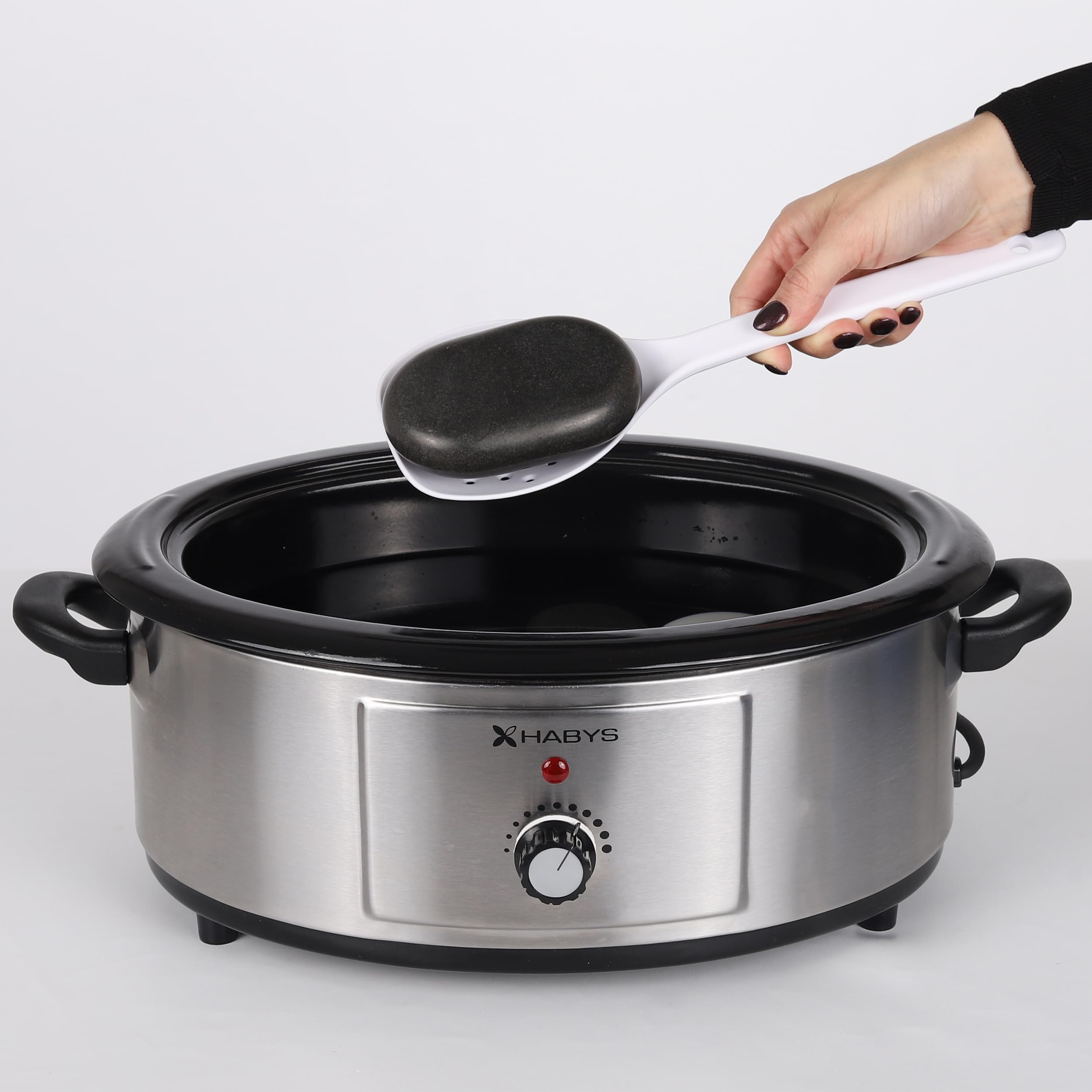 Hot Stone Wärmegerät 6 Liter aus Edelstahl | Temperaturregler für Massage und Therapie, Analog Kontrolle, Thermometer und Schöpfkelle