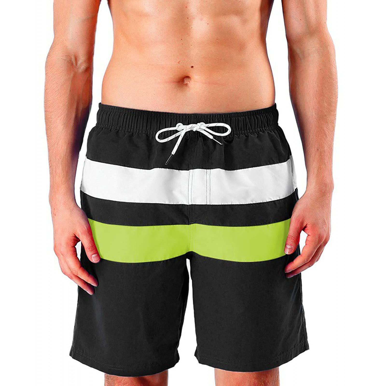 Swimwear Swimming Shorts Trunk,Men's Summer Casual Stripe Beach Pants Sports Quick Dry Shorts Swimming Trunks-image-10