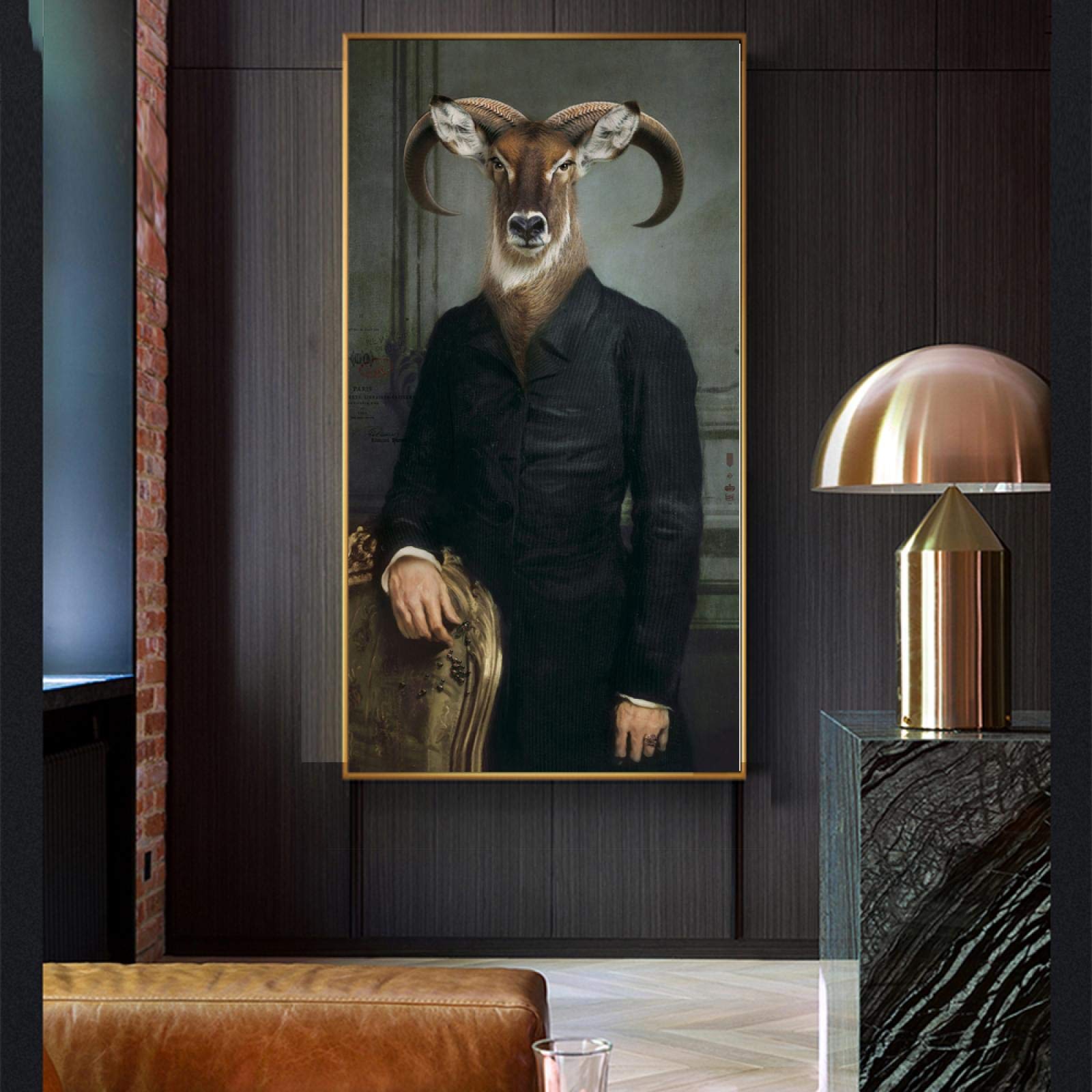 Peinture sur toile rétro nostalgie pour salon moderne art mural gentleman chic