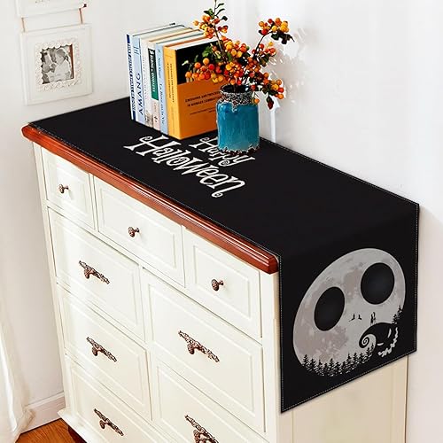 Miniatura 4 de Vohado Camino de mesa de Feliz Halloween, El extraño mundo de Navidad, decoración de calavera de luna, comedor, hogar, cocina, mesa (13 x 108