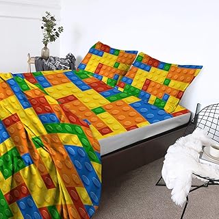 BlessLiving 3D Modern Sheet Set Twin Size 4-Piece Pop Art Bed Sheets Funny Toy Non-Fade Breathable Soft Bedding (1 Flat Sheet,1 Fitted Sheet,2 Shams)