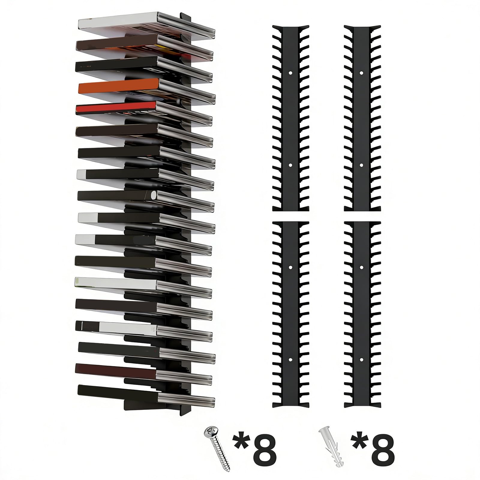 4 soportes multimedia montados en la pared para discos de juegos y accesorios de almacenamiento multimedia