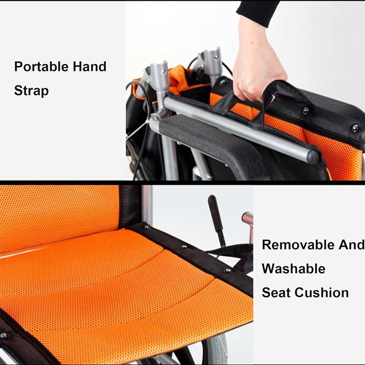 Silla ruedas ultraligera para adultos con freno, silla ruedas transporte plegable con reposapiés abatible y respaldo abatible, silla ruedas con asiento 17 pulgadas ancho, 300 libras D