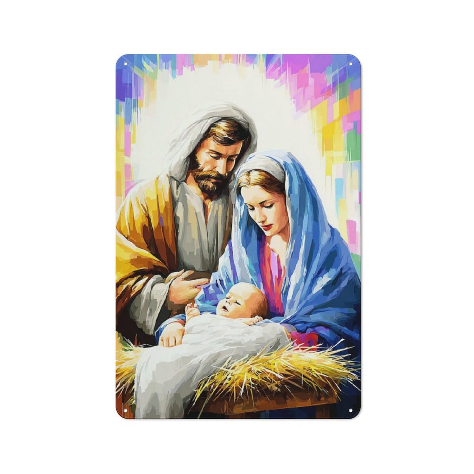 Junmoney Christmas Nativity Scene Artwork -2 Retro Metal Sign 30X20cm For Garage Wall, For Home Interiors And Metal Sign Collectors