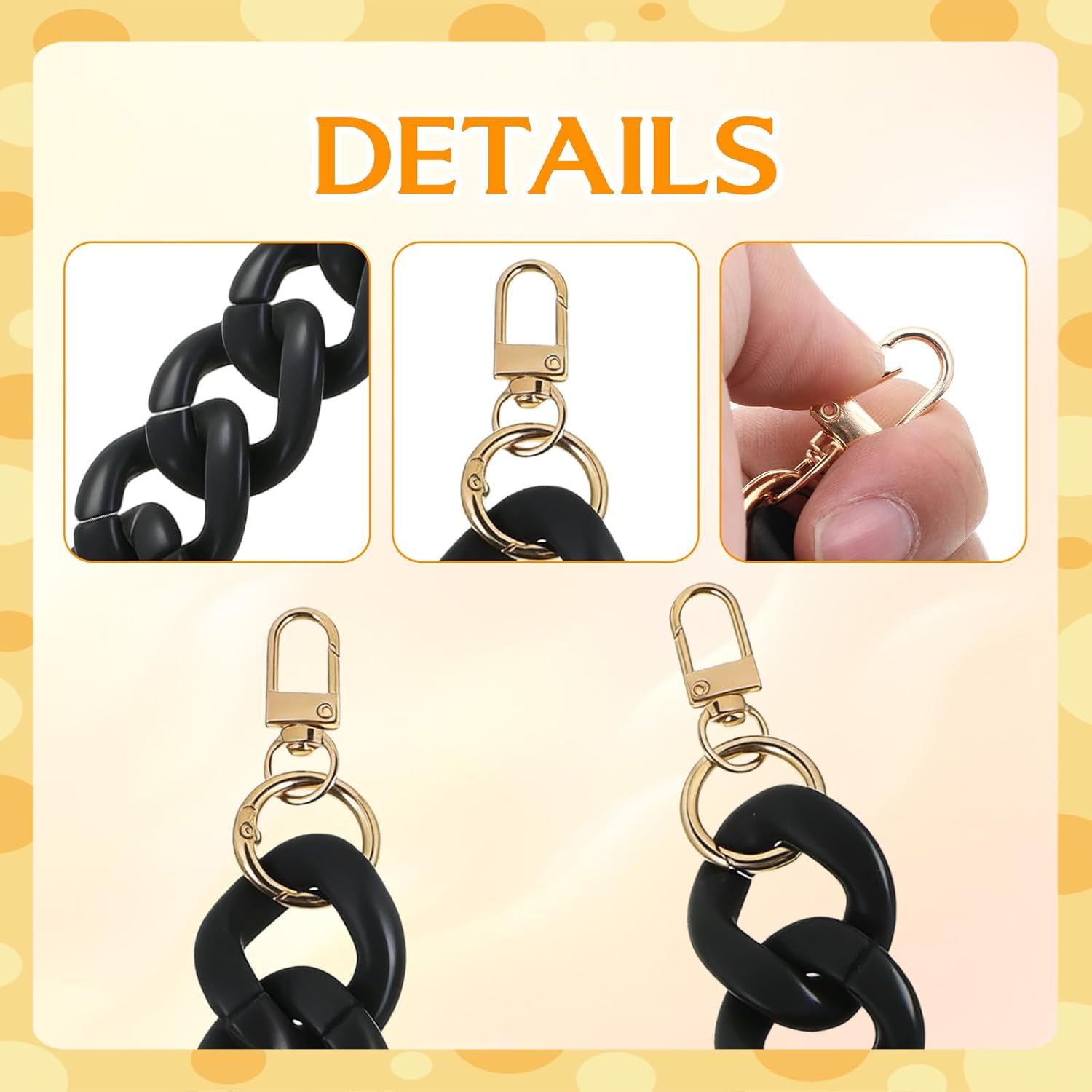 Hadnves 15.7 inch Acrylic Purse Chain Strap Fashion Purse Charm Chain image 3