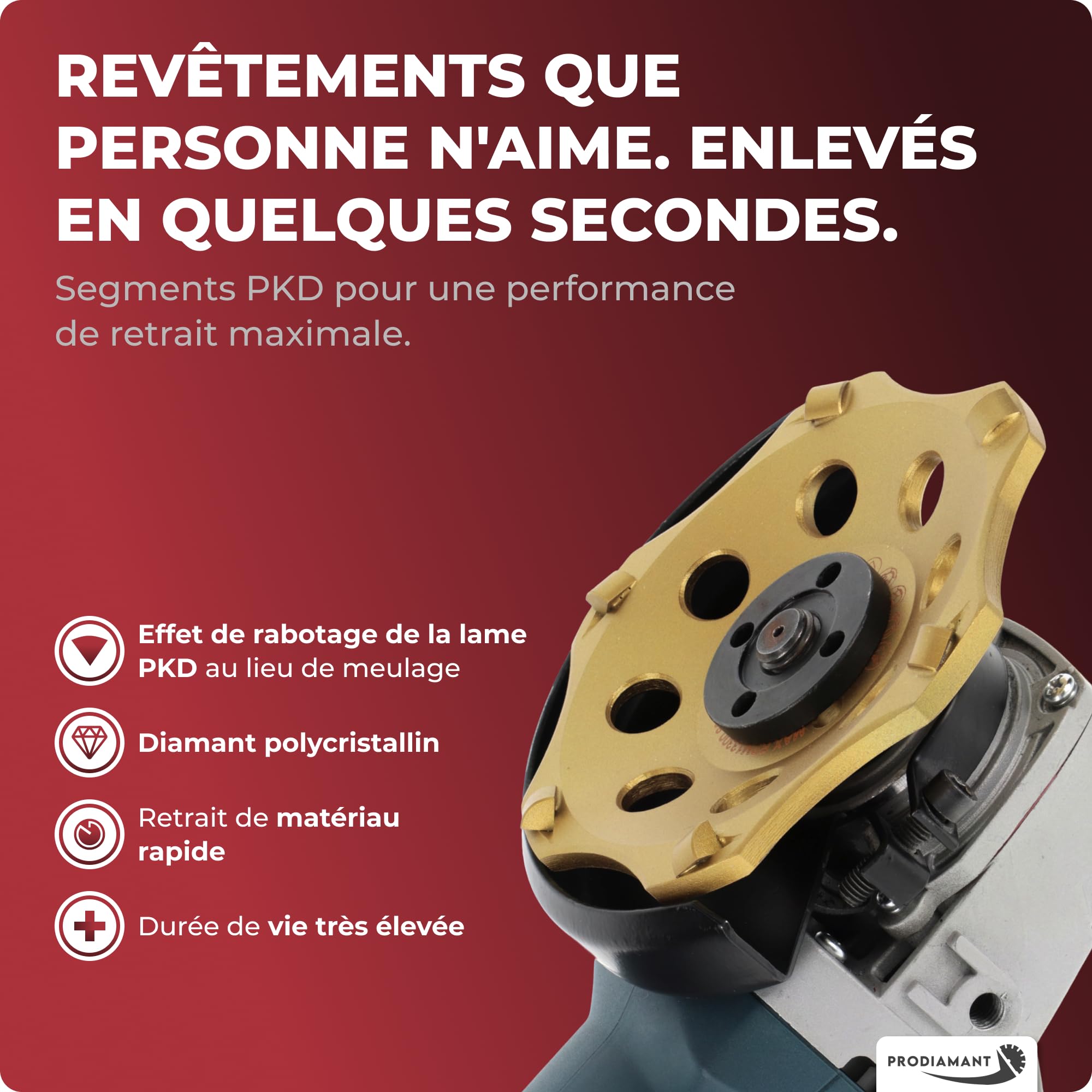 PRODIAMANT PKD Meule diamantée 125 mm pour meuleuse d'angle – 6 segments pour béton, chape et revêtements robustes – Durable et puissante