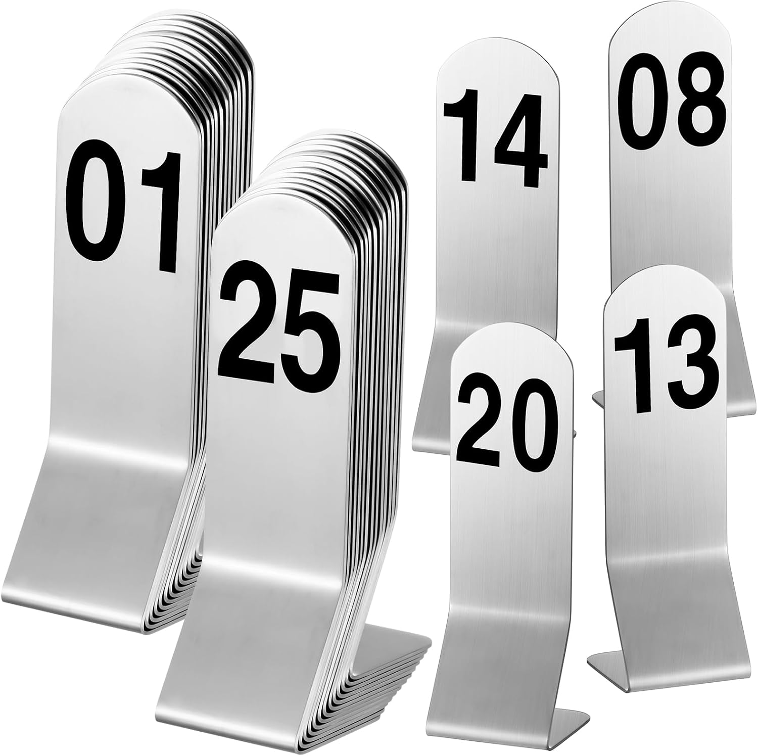 Honeydak 1-25 Table Order Numbers Double Side Stainless Steel Reception Number Stands Signs for Restaurant Wedding Seating Cafes Party Banquet