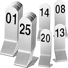 Honeydak 1-25 Table Order Numbers Double Side Stainless Steel Reception Number Stands Signs for Restaurant Wedding Seating Cafes Party Banquet